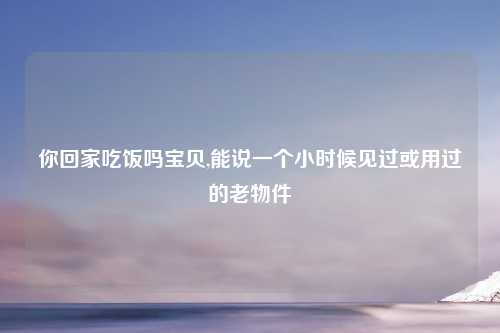 你回家吃饭吗宝贝,能说一个小时候见过或用过的老物件
