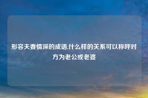 形容夫妻情深的成语,什么样的关系可以称呼对方为老公或老婆