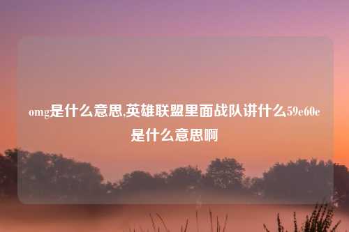 omg是什么意思,英雄联盟里面战队讲什么59e60e是什么意思啊