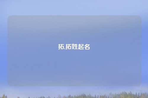 拓,拓姓起名