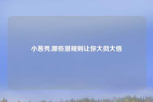 小葱秀,哪些潜规则让你大彻大悟