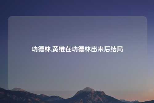 功德林,黄维在功德林出来后结局