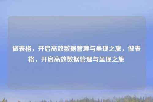 做表格，开启高效数据管理与呈现之旅，做表格，开启高效数据管理与呈现之旅