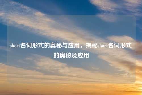 short名词形式的奥秘与应用,揭秘short名词形式的奥秘及应用 short名词形式的奥秘与应用,揭秘short名词形式的奥秘及应用