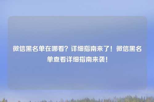 微信黑名单在哪看?详细指南来了!微信黑名单查看详细指南来袭! 微信黑名单在哪看?详细指南来了!微信黑名单查看详细指南来袭!