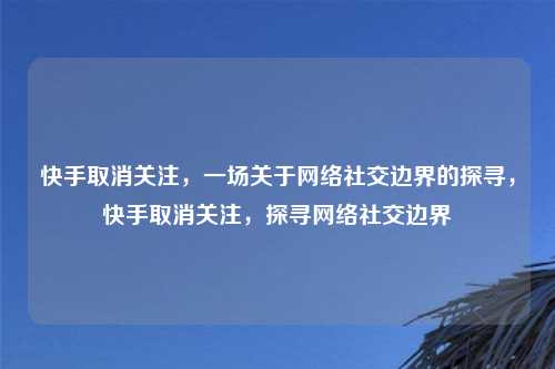 快手取消关注,一场关于网络社交边界的探寻,快手取消关注,探寻网络社交边界