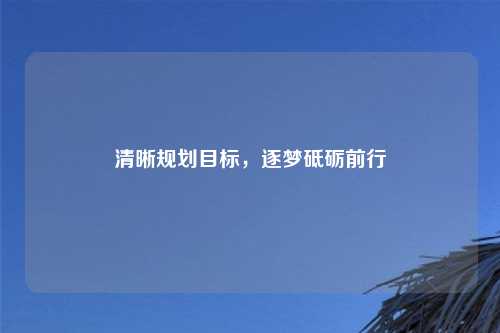 清晰规划目标，逐梦砥砺前行