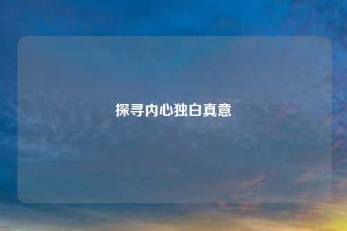 探寻内心独白真意