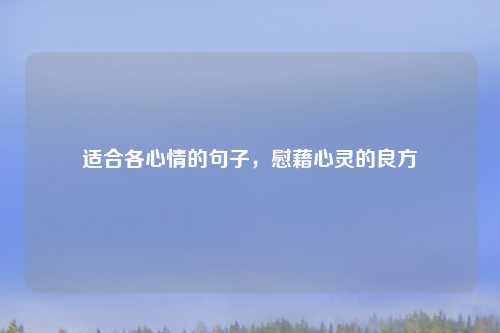 适合各心情的句子,慰藉心灵的良方