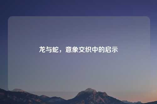 龙与蛇，意象交织中的启示