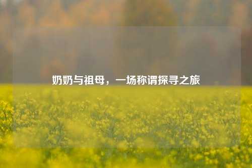 奶奶与祖母，一场称谓探寻之旅