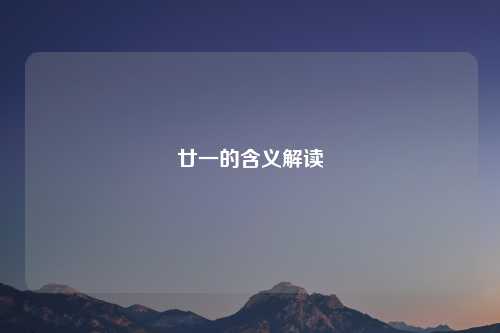 廿一的含义解读