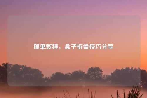 简单教程，盒子折叠技巧分享