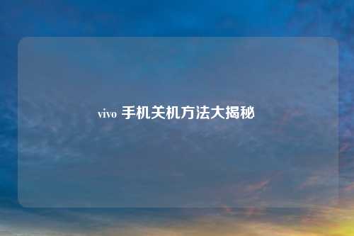 vivo 手机关机 *** 大揭秘