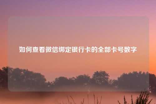 如何查看微信绑定银行卡的全部卡号数字