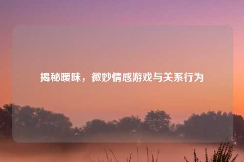 揭秘暧昧，微妙情感游戏与关系行为