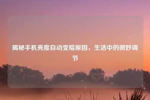 揭秘手机亮度自动变暗原因，生活中的微妙调节