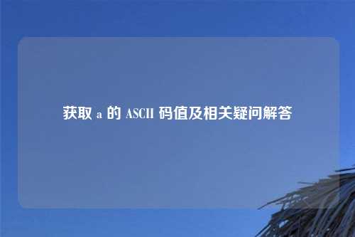 获取 a 的 ASCII 码值及相关疑问解答