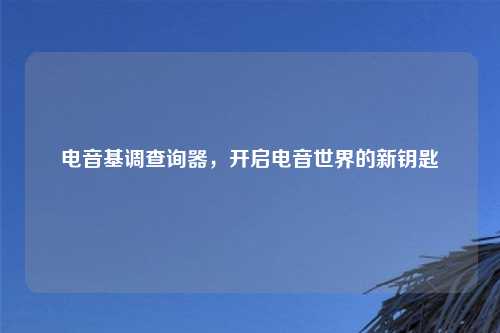 电音基调查询器，开启电音世界的新钥匙