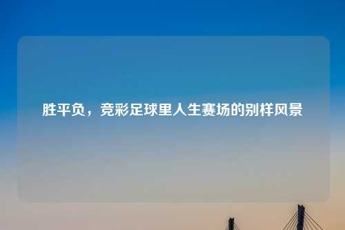 胜平负，竞彩足球里人生赛场的别样风景