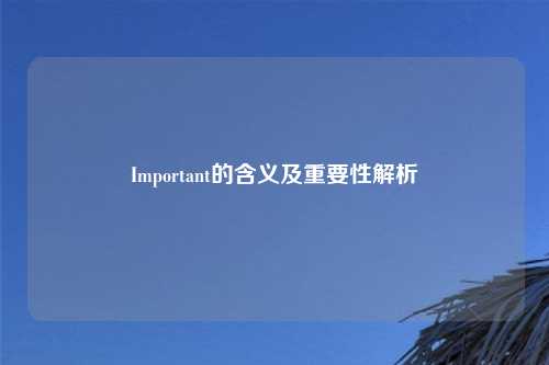Important的含义及重要性解析