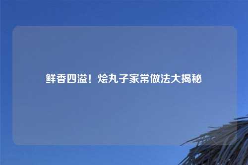 鲜香四溢！烩丸子家常做法大揭秘
