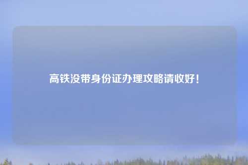 高铁没带身份证办理攻略请收好！