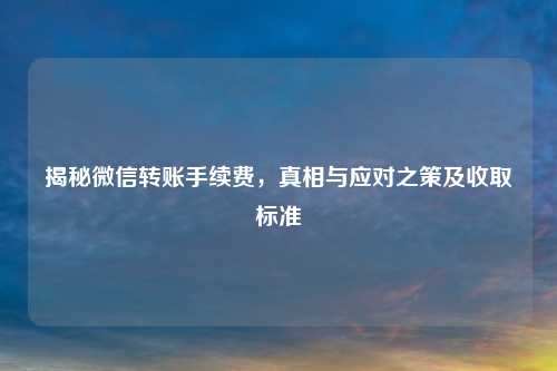 揭秘微信转账手续费，真相与应对之策及收取标准